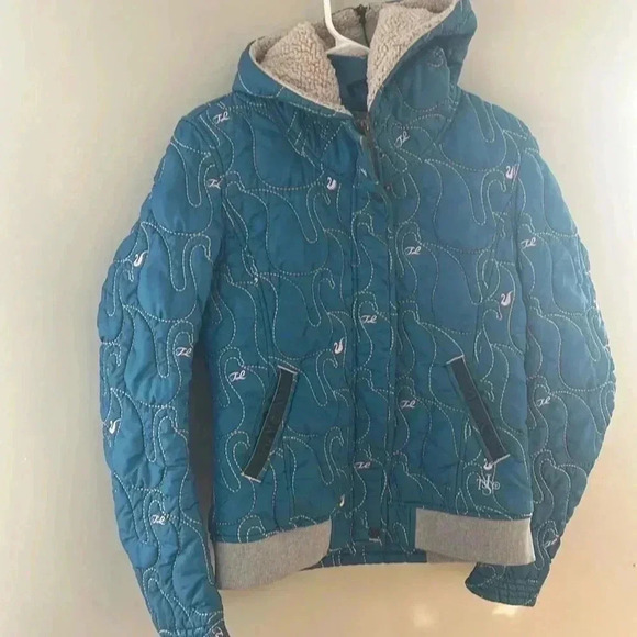 [M/US S/P]Tough Jeansmith Embroidered Blue Bomber Jacket  with Convertible Hood - Picture 1 of 8